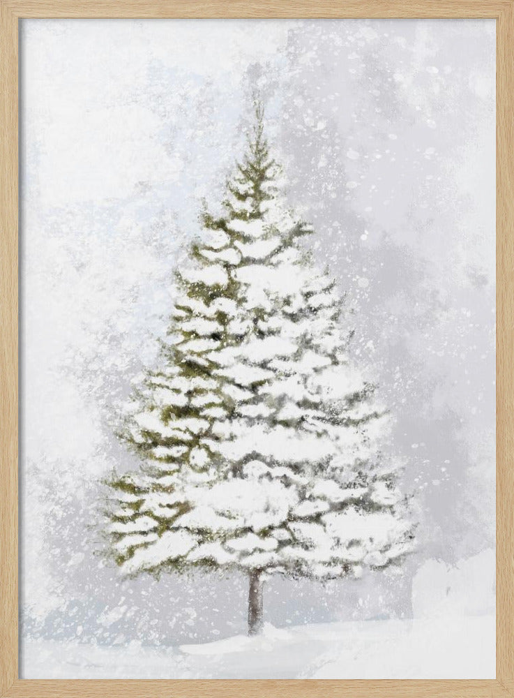 Lone fir in the snow Poster