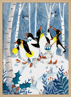 Penguins make music in the forest Poster