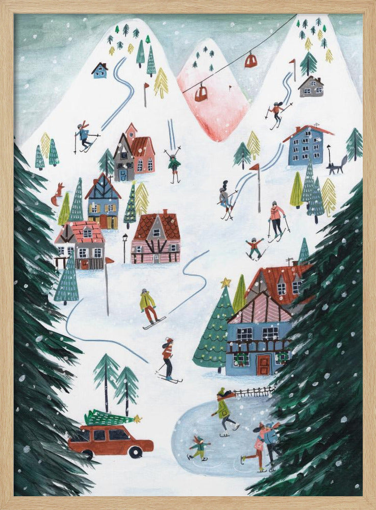 Nordic Skiing in the mountains at Christmas Poster