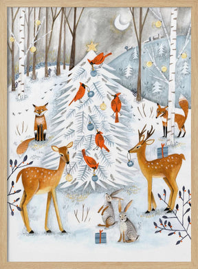 Christmas in the winter animal forest Poster