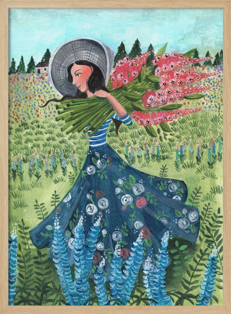 Walking with fieldflowers Poster