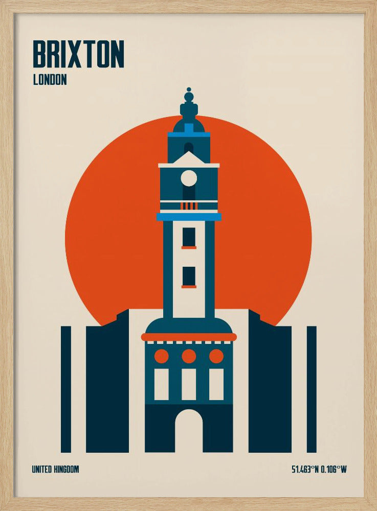 Brixton Tower Retro Travel Print Poster