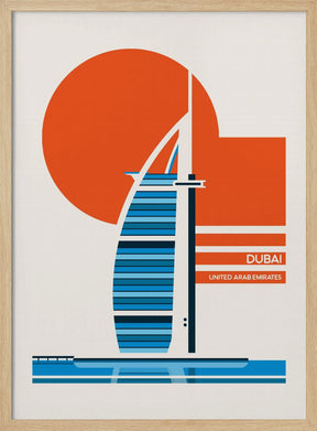 Dubai Burj Al Arab Minimalist Retro Travel Print Poster