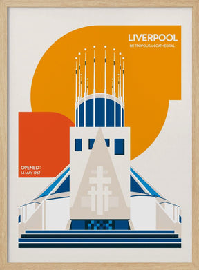 Liverpool Metropolitan Cathedral Retro Architecture Print Poster