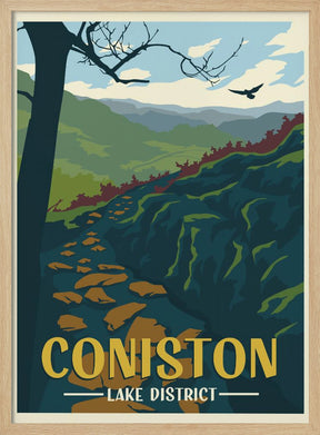 Coniston Lake District Travel Print Poster