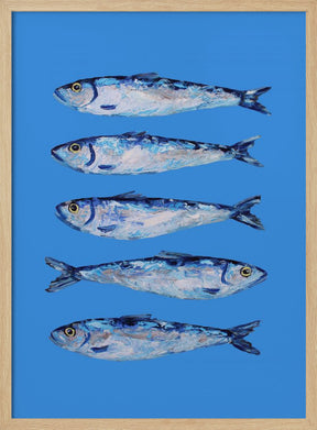 Sardines on Blue Poster