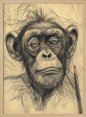 Monkey drawing Poster