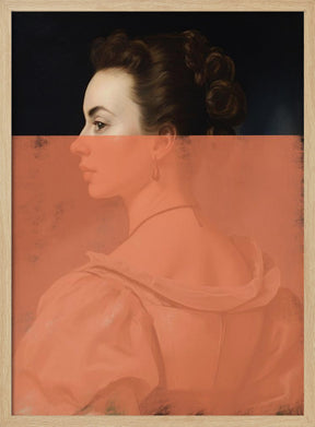 Altered Portrait of Woman Orange Modern Art Poster