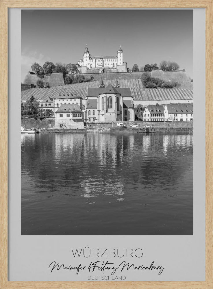 In focus: WUERZBURG Main Riverside and Fortress Marienberg Poster