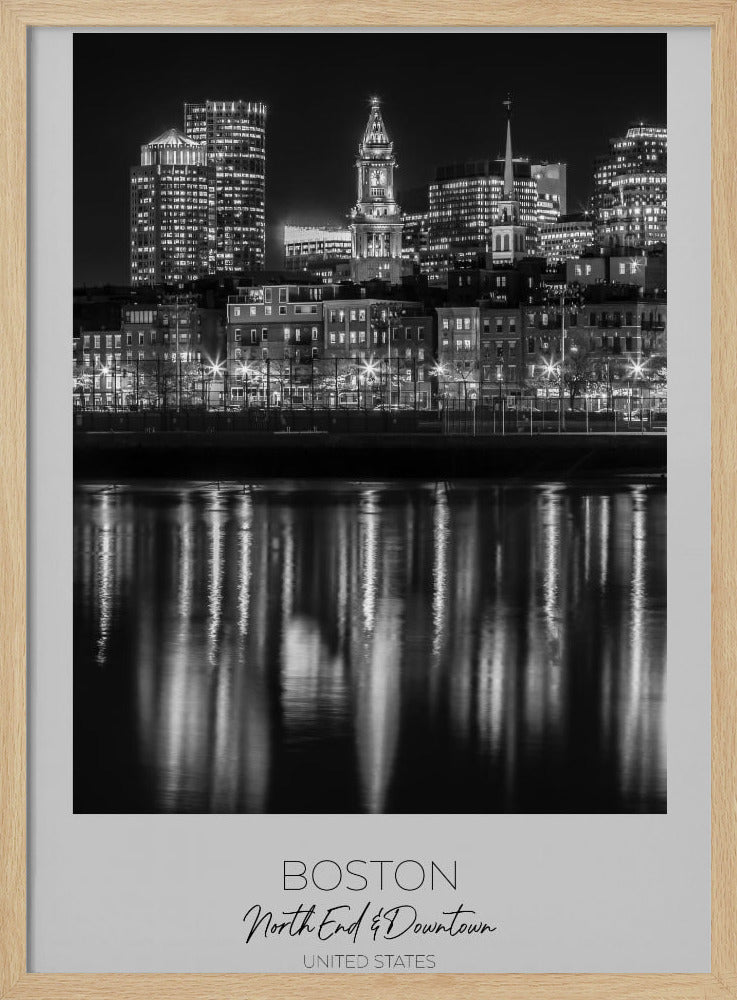 In focus: BOSTON Evening Skyline of North End Poster