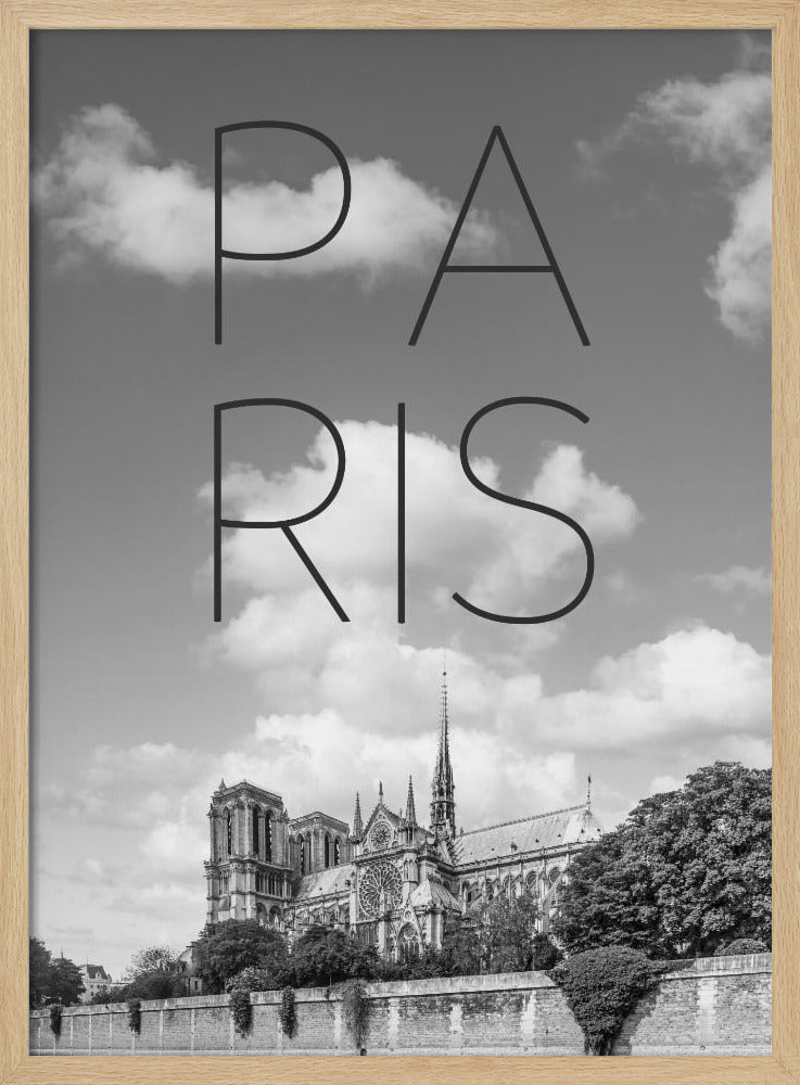 PARIS Cathedral Notre-Dame | Text &amp; Skyline Poster