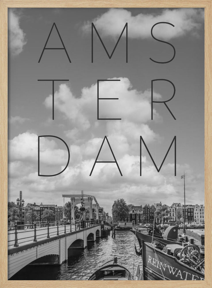 AMSTERDAM Magere Brug | Text &amp; Skyline Poster