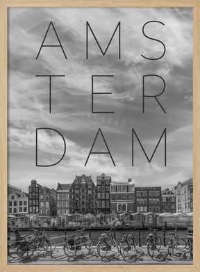 AMSTERDAM Singel Canal with Flower Market | Text &amp; Skyline Poster