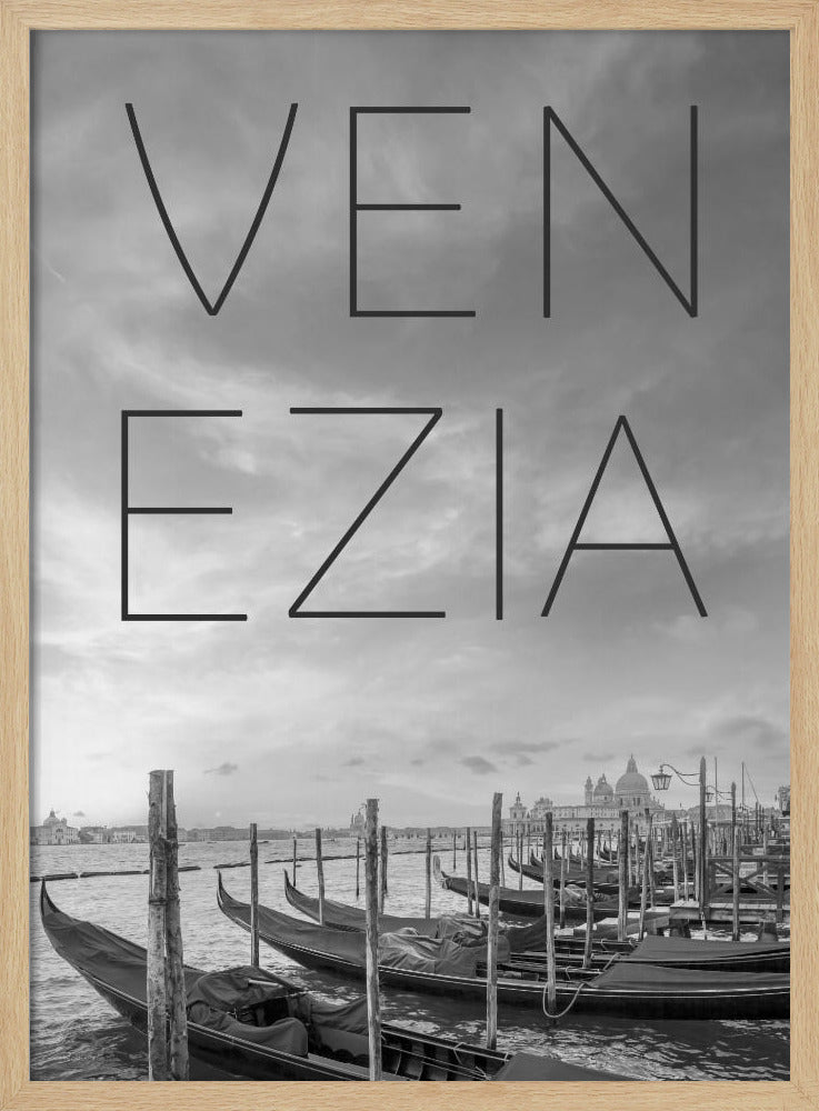 VENICE Gondolas &amp; Santa Maria della Salute | Text &amp; Skyline Poster