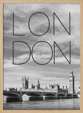 LONDON Westminster Bridge | Text &amp; Skyline Poster