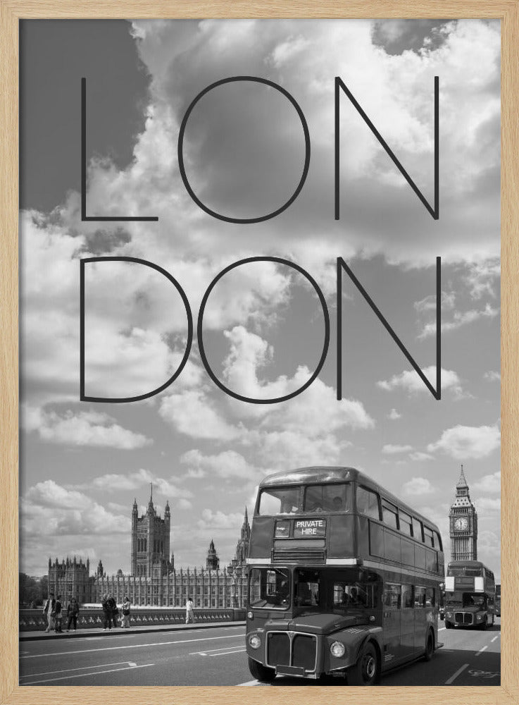 Busses in London | Text &amp; Skyline Poster