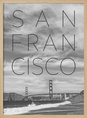 Golden Gate Bridge &amp; Baker Beach | Text &amp; Skyline Poster