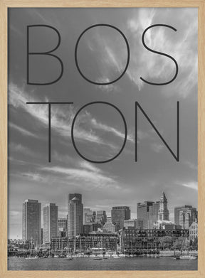 BOSTON Skyline Financial District &amp; North End | Text &amp; Skyline Poster