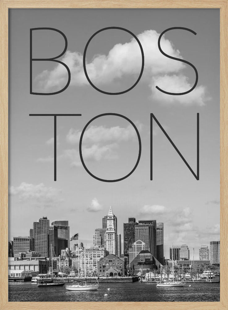 BOSTON Skyline North End &amp; Financial District | Text &amp; Skyline Poster