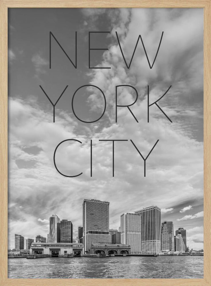 LOWER MANHATTAN and Whitehall Terminal | Text &amp; Skyline Poster