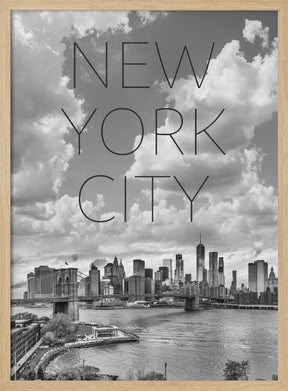 NYC Lower Manhattan &amp; Brooklyn Bridge | Text &amp; Skyline Poster