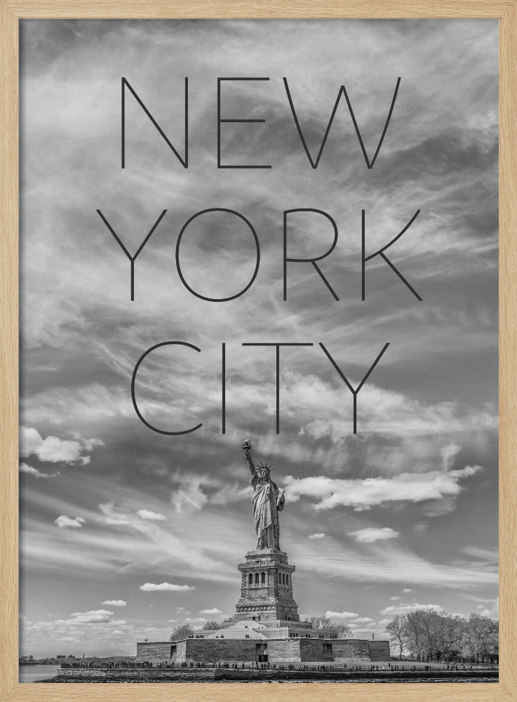 NYC Statue of Liberty | Text &amp; Skyline Poster