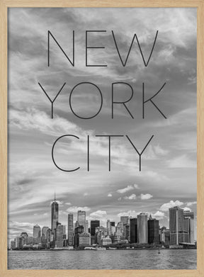 NYC Lower Manhattan &amp; Hudson River | Text &amp; Skyline Poster