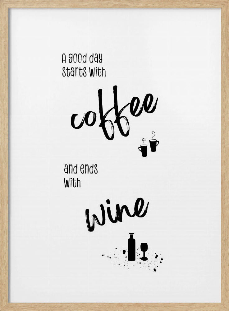 A good day starts with coffee and ends with wine Poster