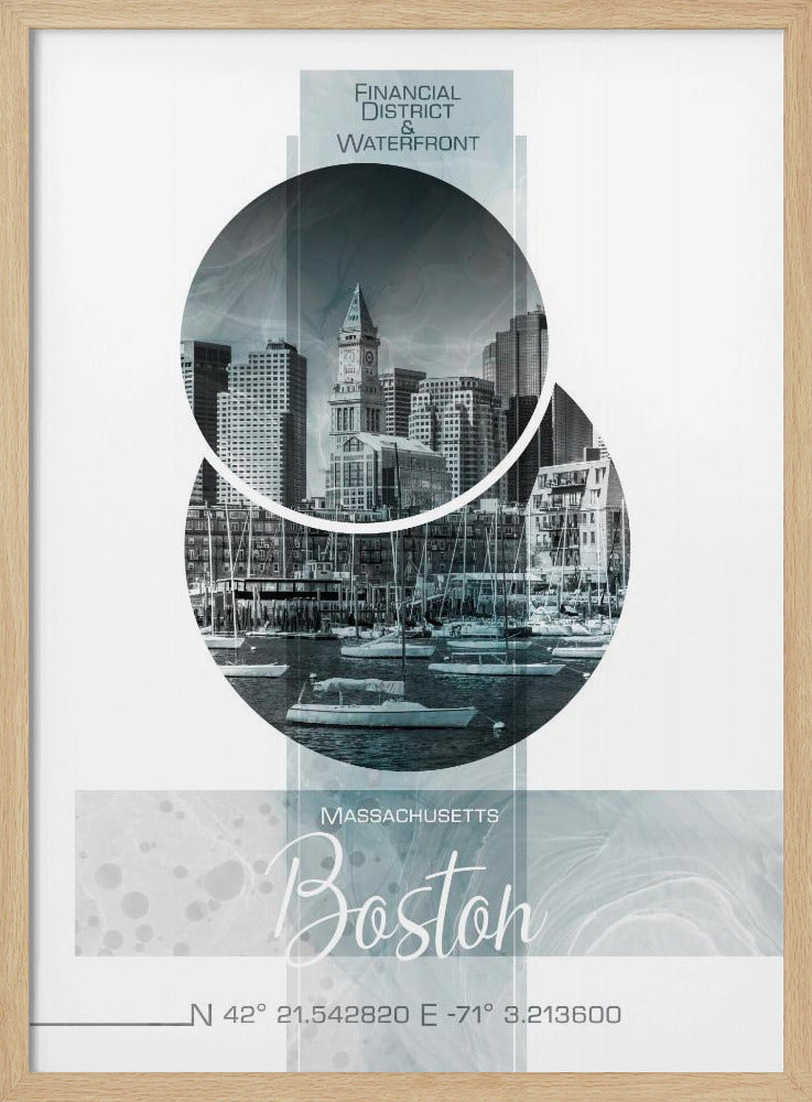 Poster Art BOSTON Waterfront | turquoise marble Poster