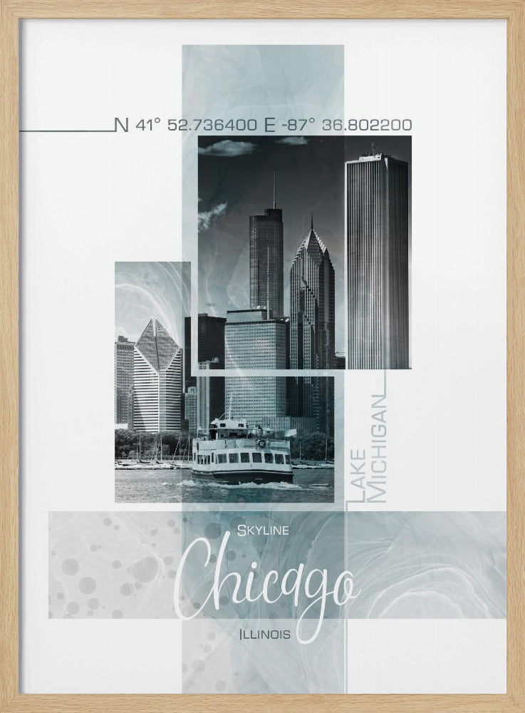 Poster Art CHICAGO Skyline | turquoise marble Poster