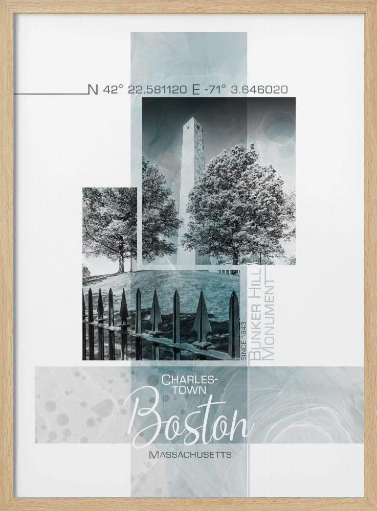 Poster Art BOSTON Bunker Hill Monument | turquoise marble Poster