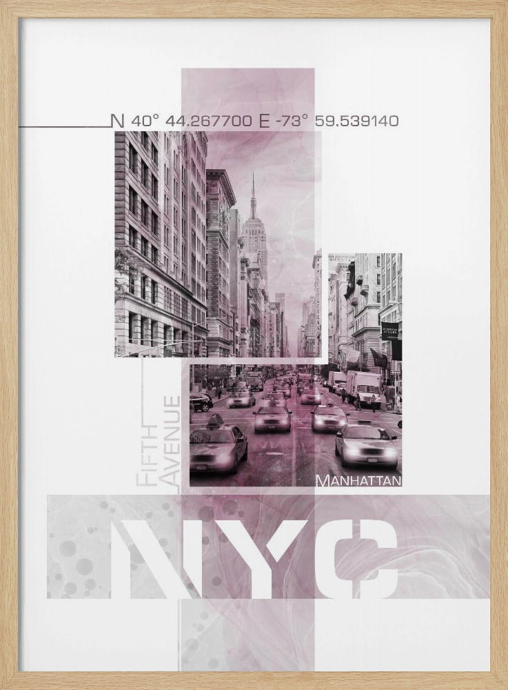 Poster Art NYC Fifth Avenue Traffic | pink marble Poster