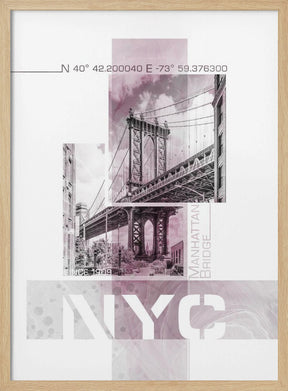 Poster Art NYC Manhattan Bridge | pink marble Poster