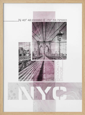 Poster Art NYC Brooklyn Bridge | pink marble Poster