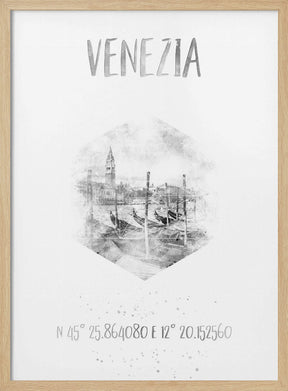 Coordinates VENICE Grand Canal | monochrome watercolor Poster