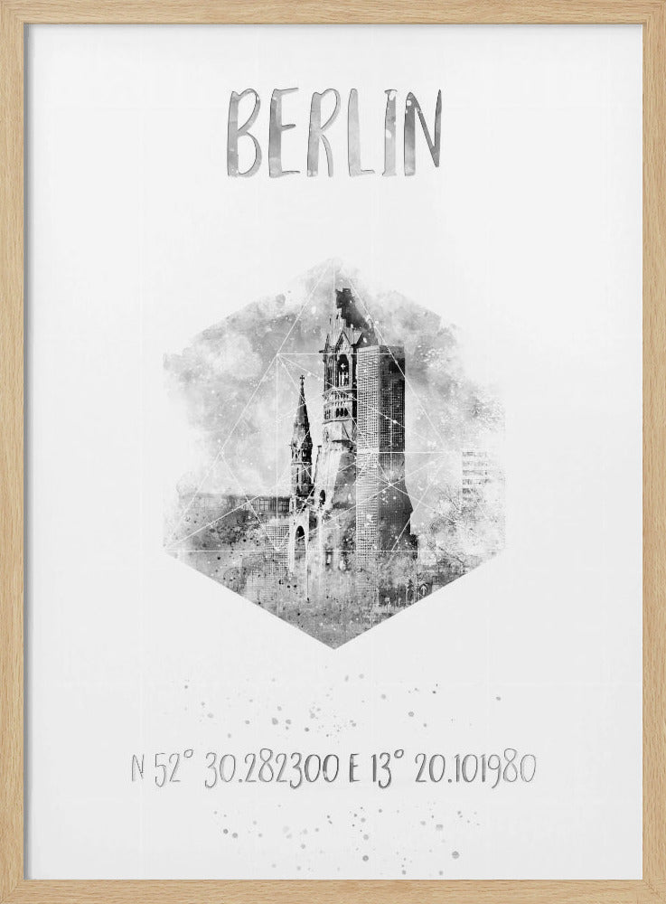 Coordinates BERLIN | monochrome watercolor Poster