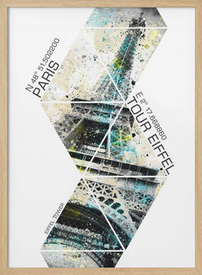 Modern Art Eiffel Tower Coordinates Poster