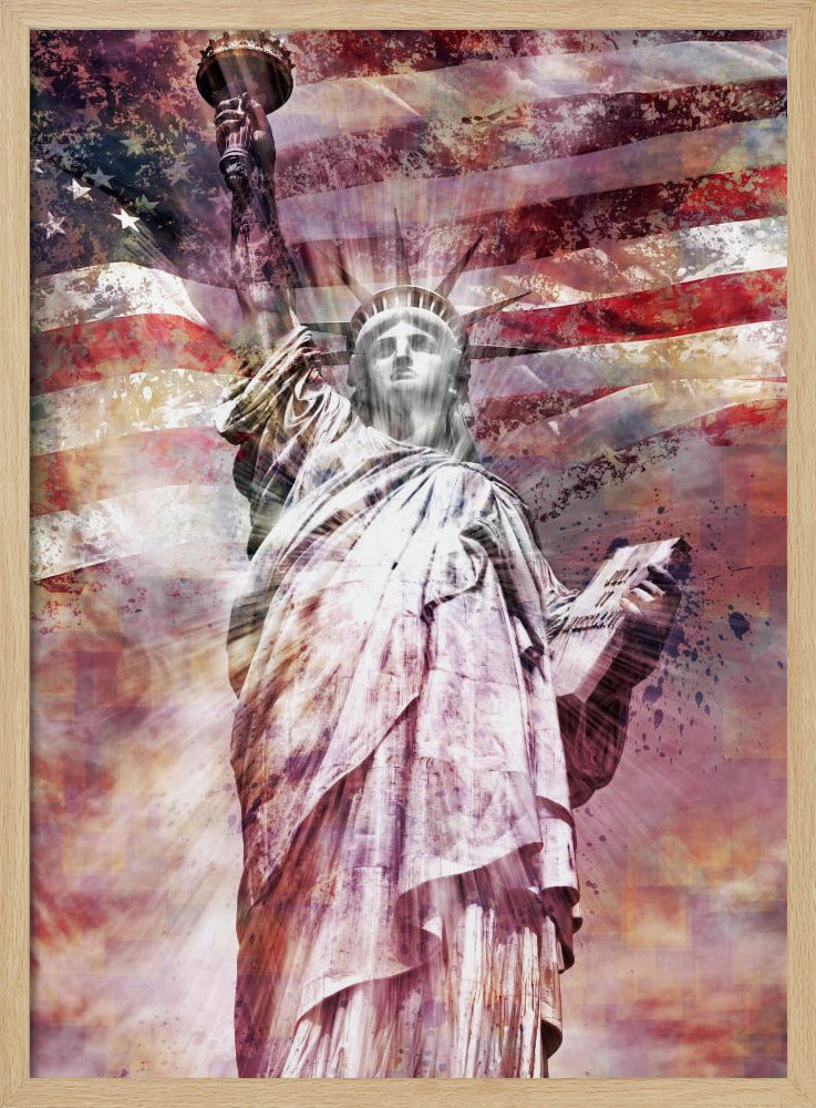 Modern Art STATUE OF LIBERTY - red Poster