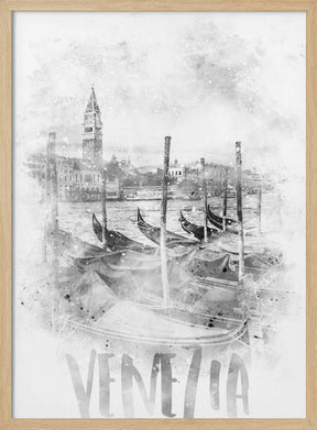 Monochrome Art VENICE Canal Grande | watercolor Poster