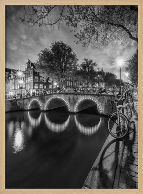 AMSTERDAM Idyllic nightscape from Keizersgracht - Monochrome Poster