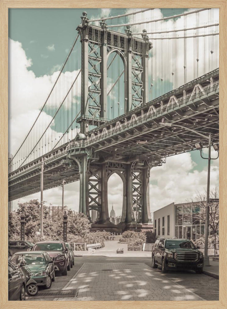 NYC Manhattan Bridge Panorama | urban vintage style Poster