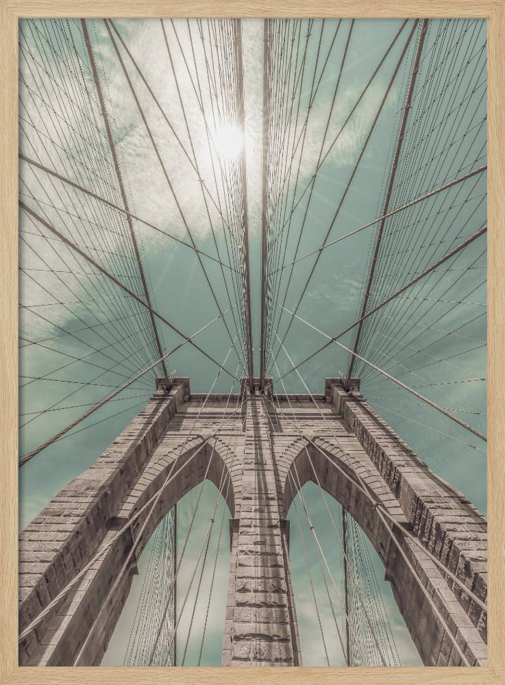 NEW YORK CITY Brooklyn Bridge in Detail | urban vintage style Poster