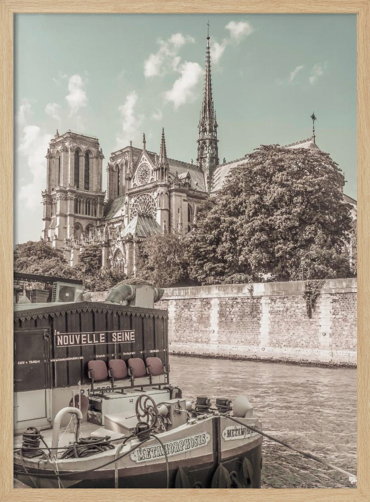 PARIS Notre-Dame and River Seine | urban vintage style Poster