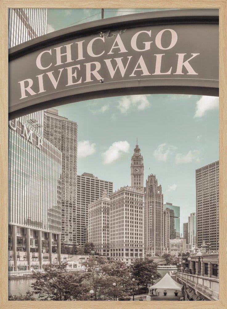 CHICAGO Riverwalk | urban vintage style Poster