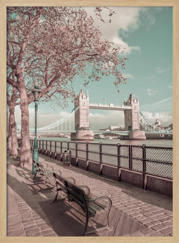 LONDON Thames Riverside &amp; Tower Bridge | urban vintage style Poster