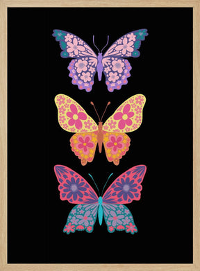 Colorful floral butterflies III Poster