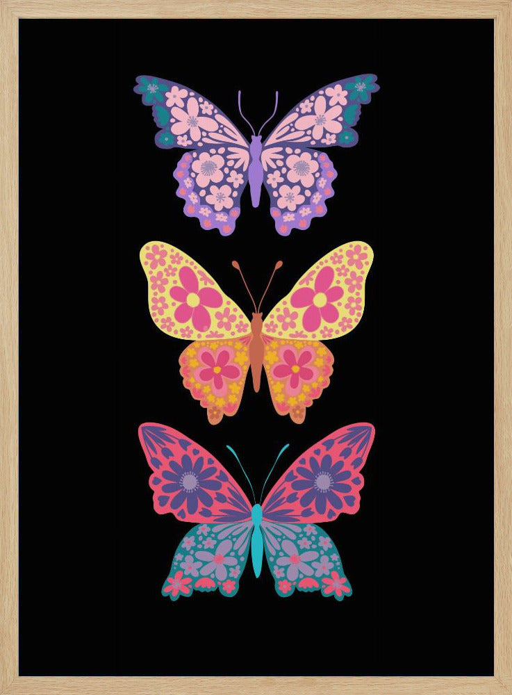 Colorful floral butterflies III Poster