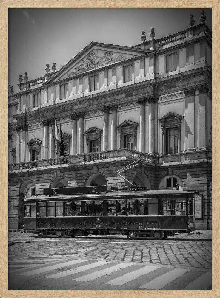 MILAN Teatro alla Scala &amp; Tram - monochrome Poster