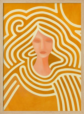 Berit abstract in ochre and pink Poster