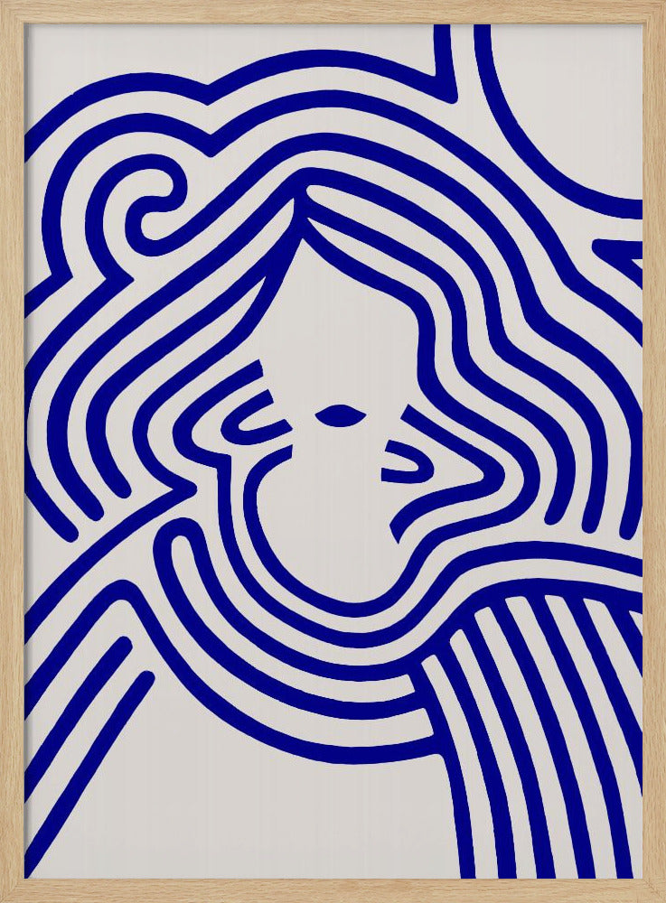 Berit in beige and indigo blue Poster